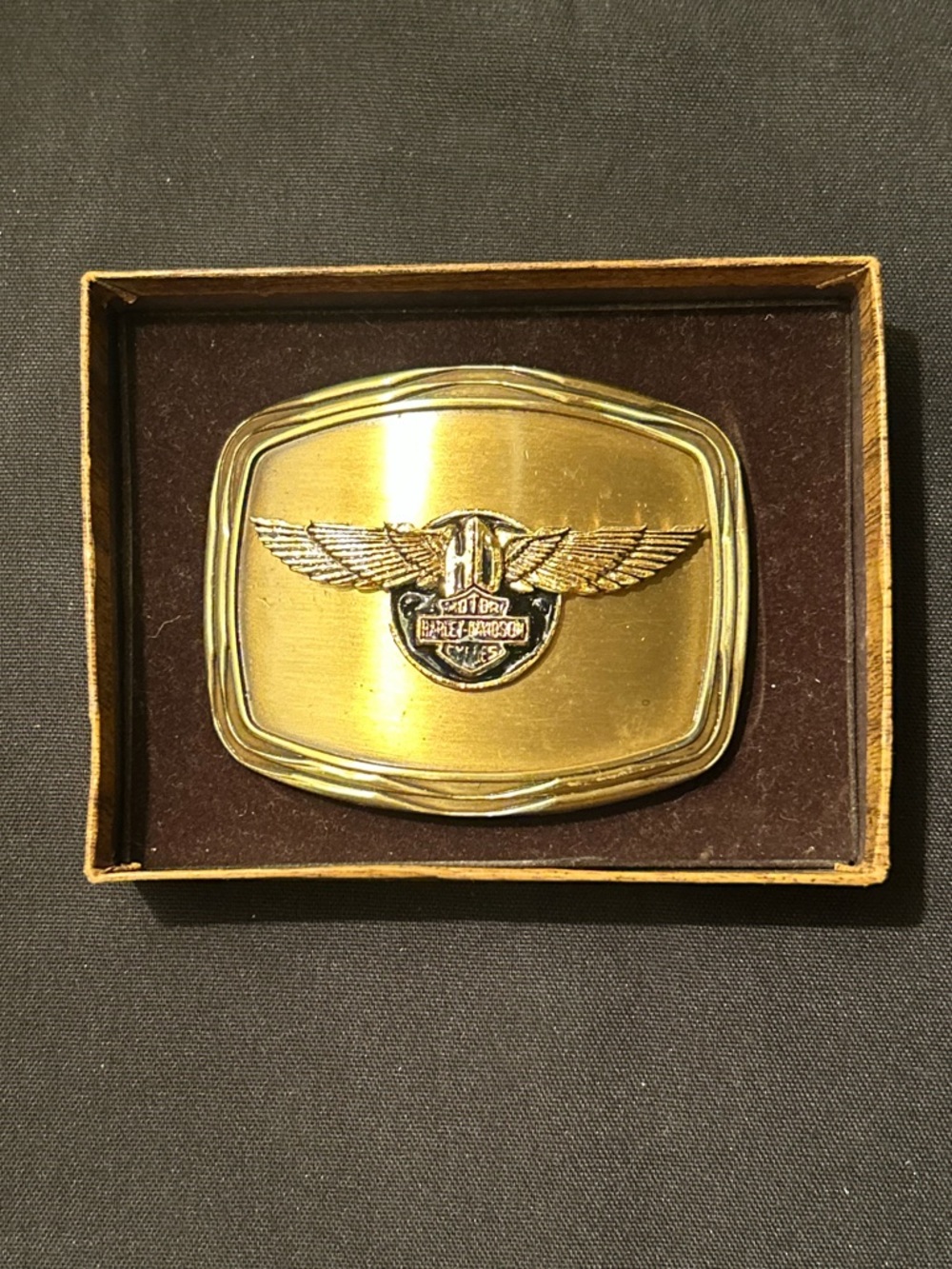 Harley Davidson 75th Anniv Spread Eagle HD Shield Belt Buckle 1978